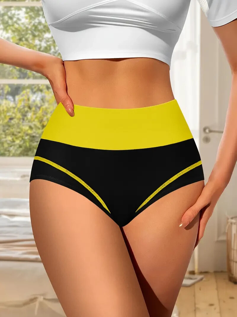 8pcs Colorblock Seamless Briefs, Comfy Breathable Stretchy Intimates Panties