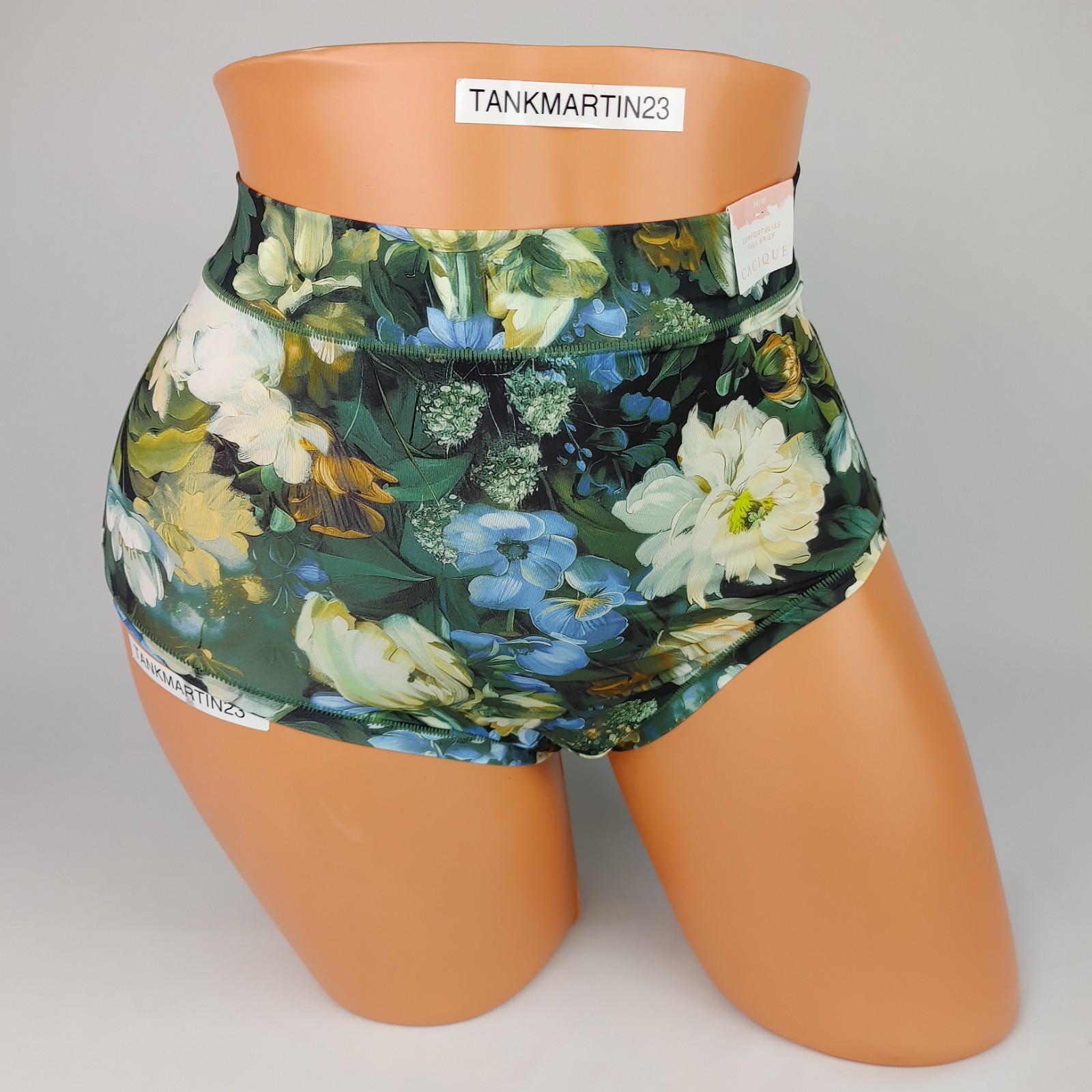 LANE BRYANT CACIQUE COMFORT BLISS FULL BRIEF PLUS PANTY 14/16 BLUE YELLOW FLORAL