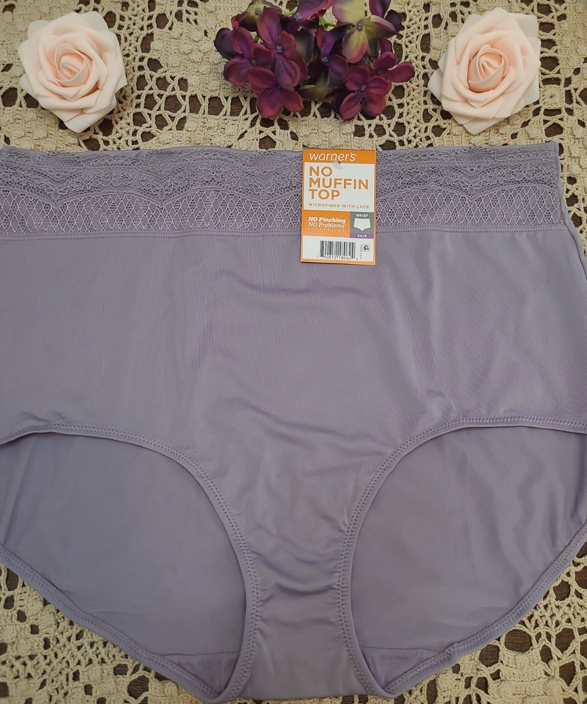 9/2X WARNERS No Pinching No Problems LuXury Lace Brief Panty RS7401P NWT