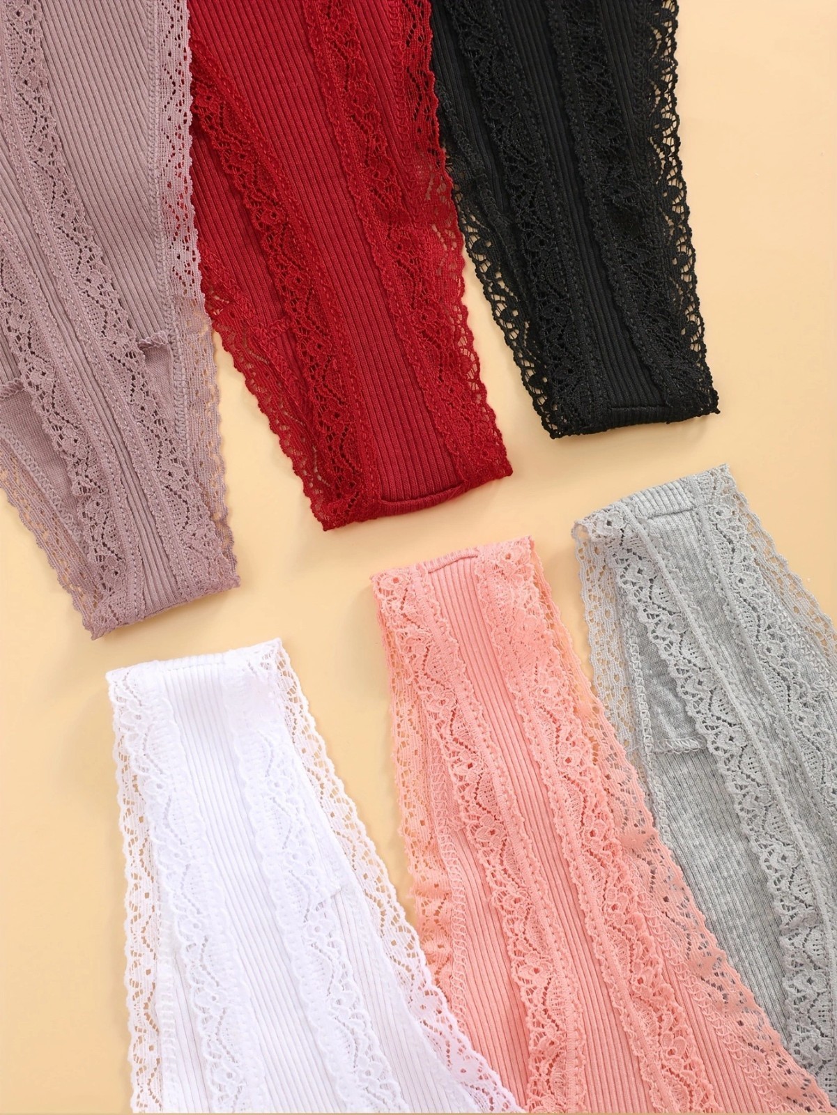 6-Pack Women’s Adjustable Lace G-String Thongs Low Rise Panties Cotton underwear
