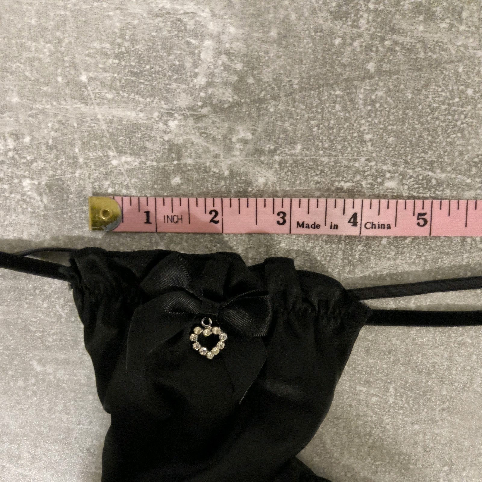 BNWOT Ann Summers Black Satin & Diamonte Trinket Thong Size 8-10