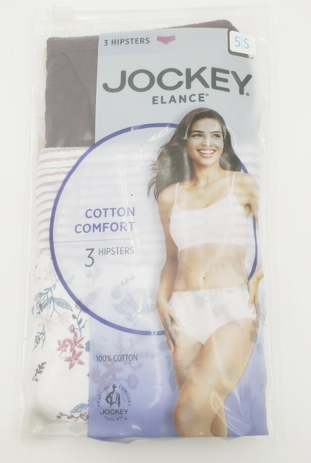 Jockey 3-Pack Elance Hipster Panties Size 5/S Cotton Comfort New 100% Cotton