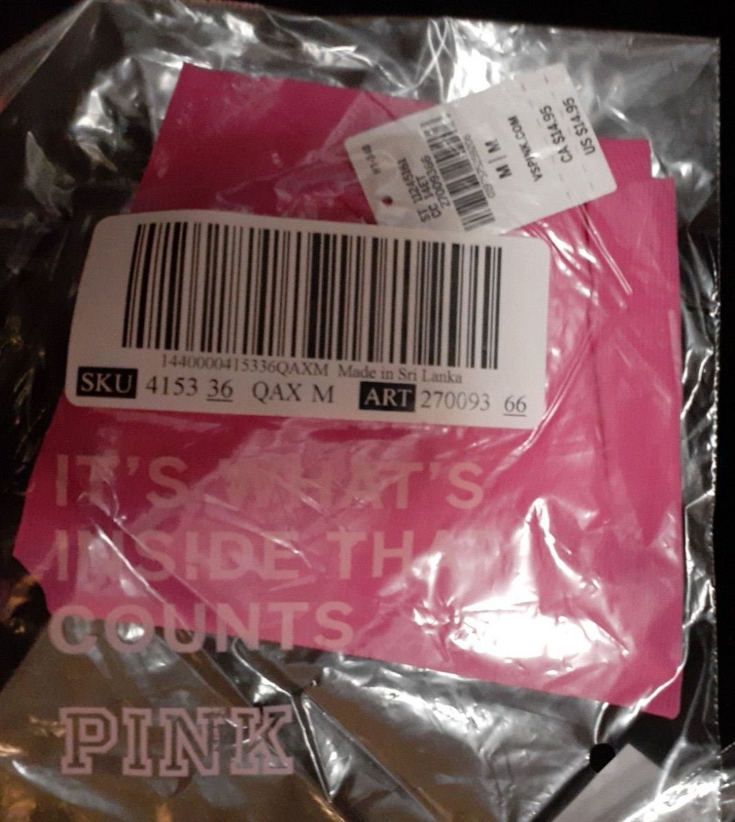 NIP Victoria Secret PINK No-Show Thong Panty- Ribbed -Pink Gossip-M