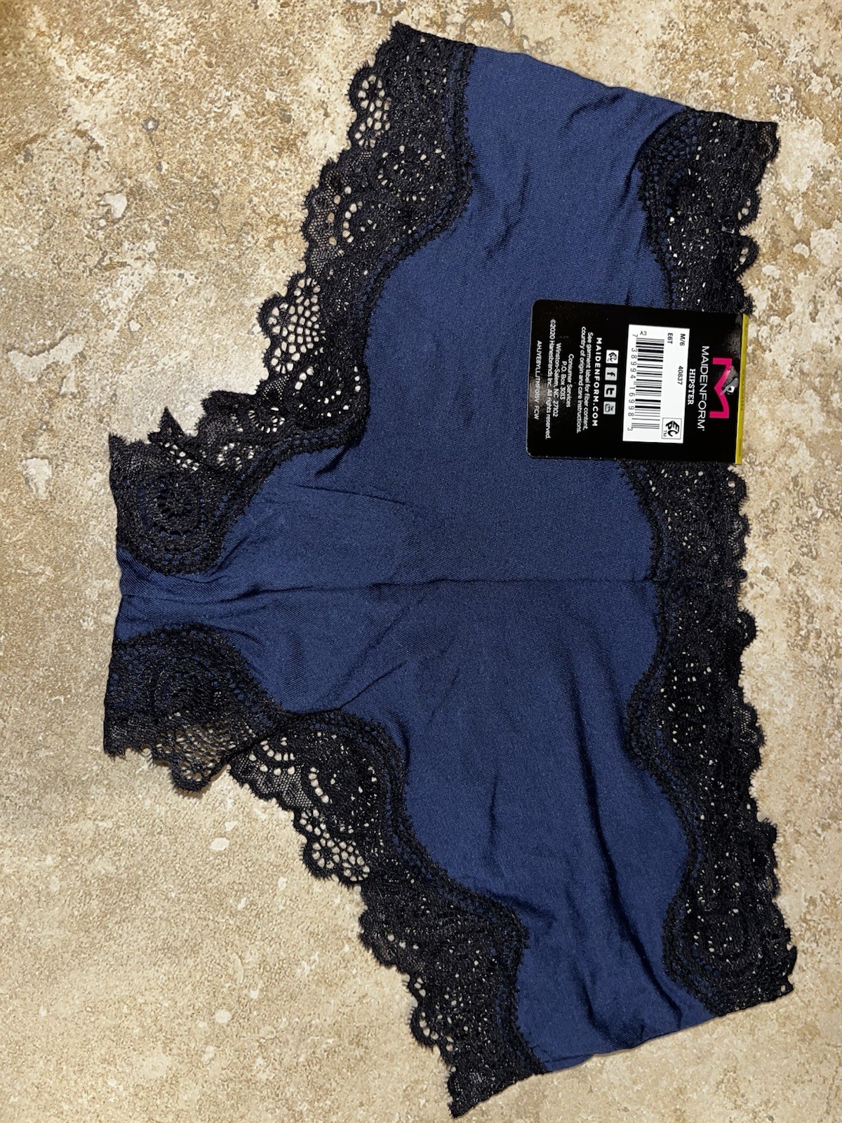 NWT Maidenform Blue Black Sexy Must Haves Luxurious Lace Hipster Panty Medium 6