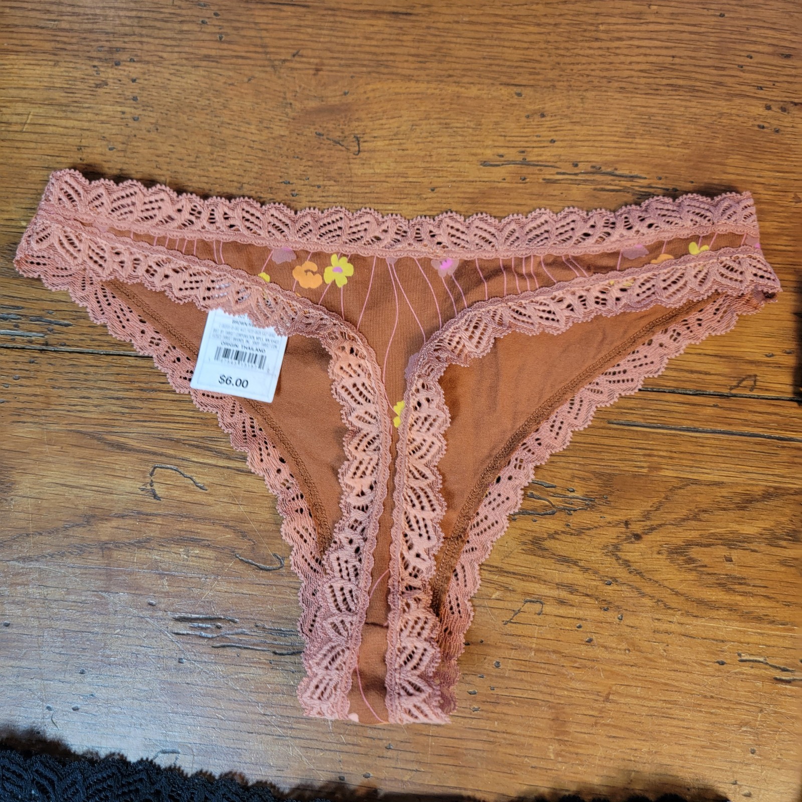 (4) Auden Womens Small (4-6) Cotton Thong Underwear Target S Lace Black Brown