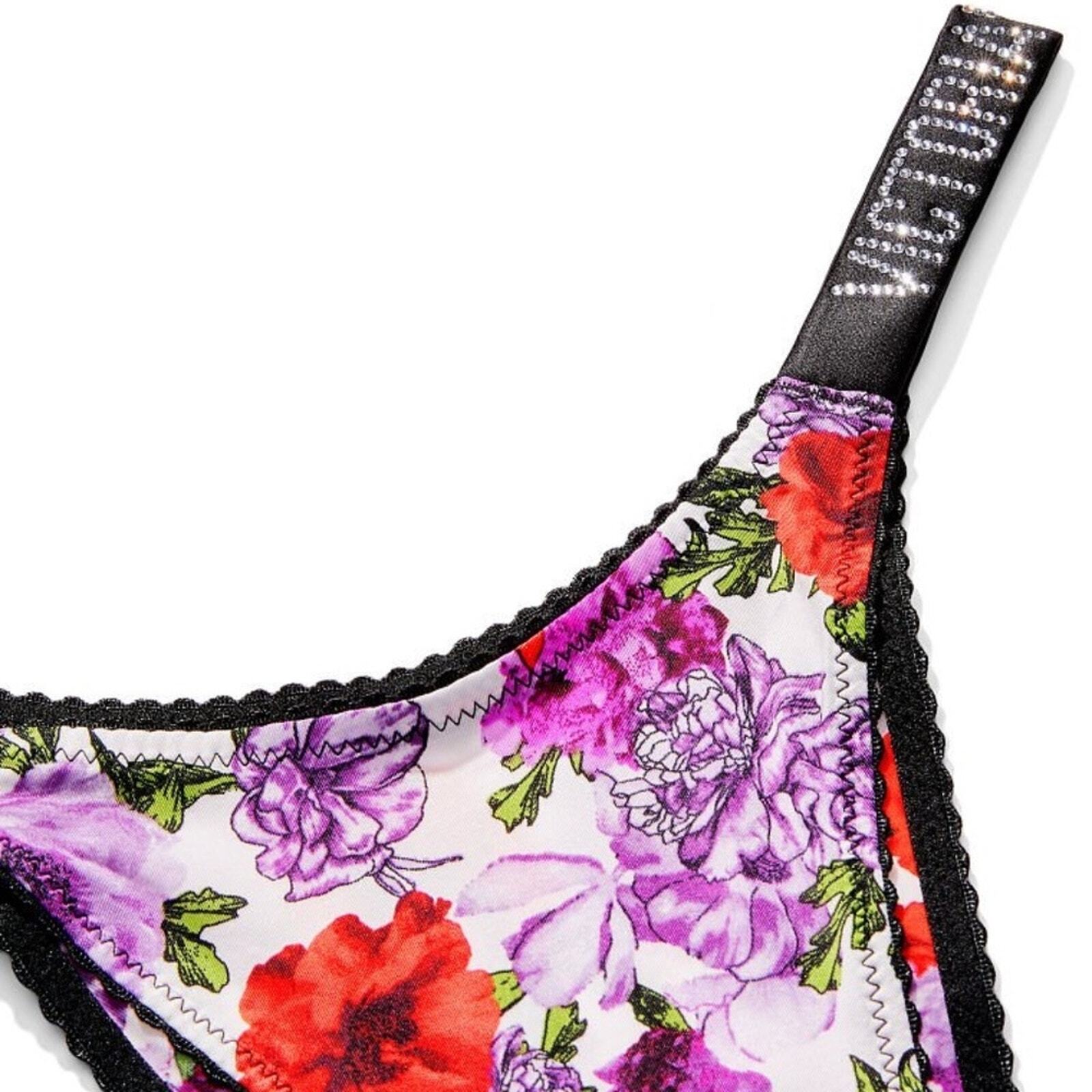 Victoria’s Secret Bombshell Shine Strap Brazilian Panty White Floral XS NEW
