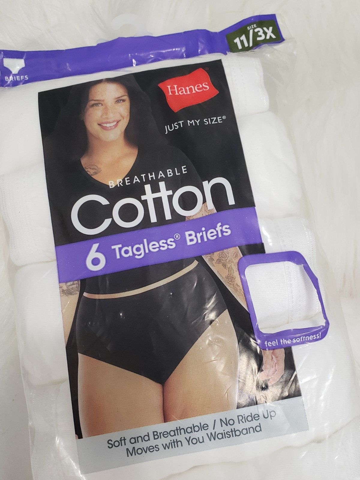 ALL WHITE hanes womens cotton high waisted briefs 6 pkt tagless size 11/3x