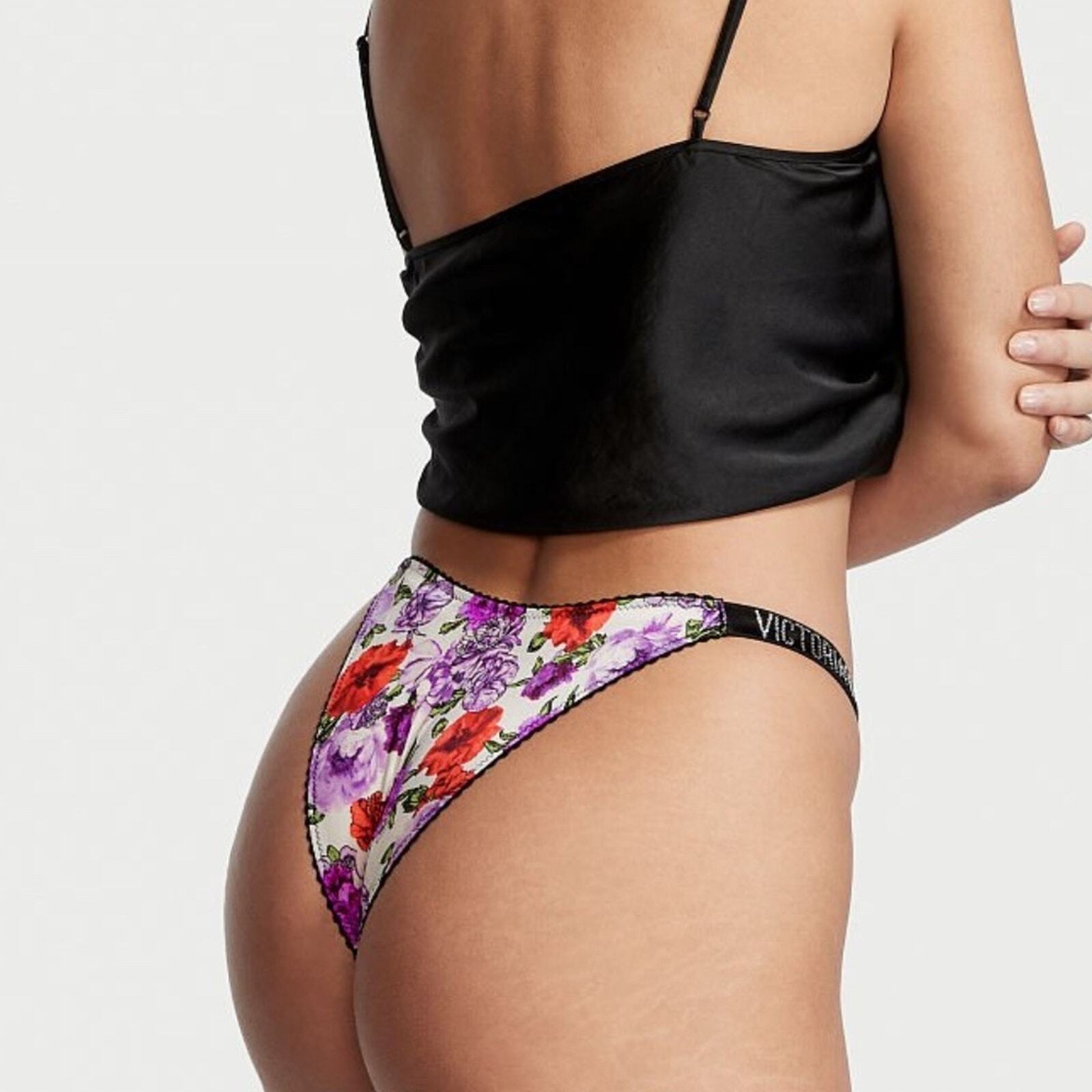 Victoria’s Secret Bombshell Shine Strap Brazilian Panty White Floral XS NEW