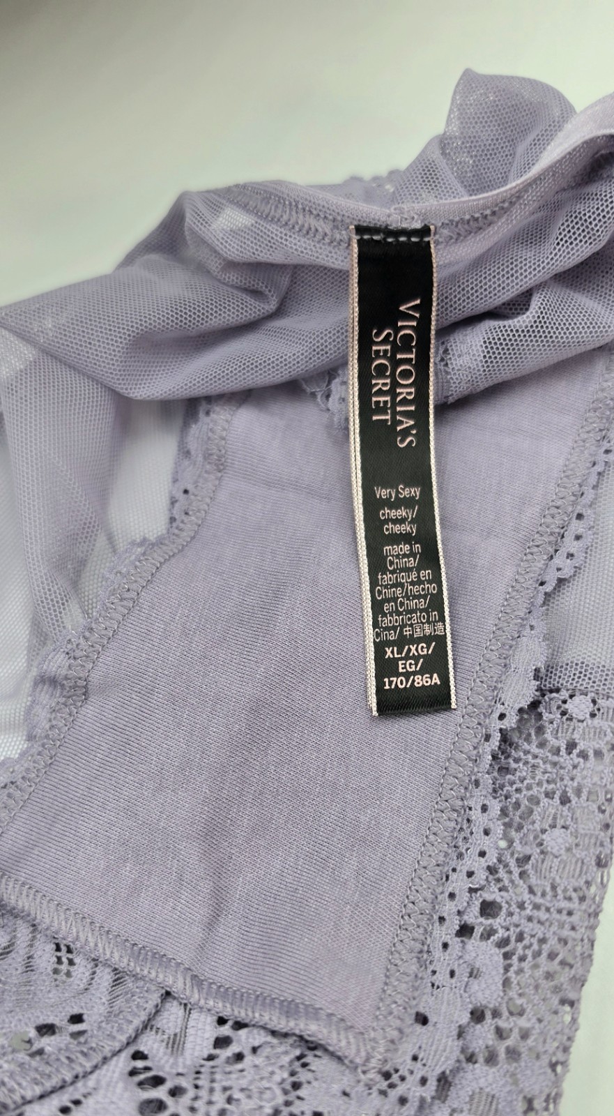 Victoria’s Secret Very Sexy Cheeky Panty XL Lavender Lace Pearl Trim NWOT