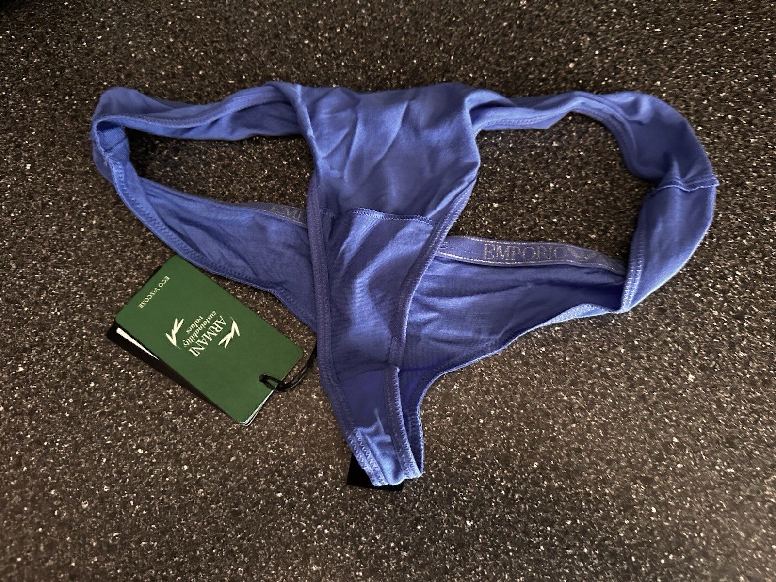 EMPORIO ARMANI LARGE PURPLE ECO VISCOSE WOMENS THONG PANTY NOS