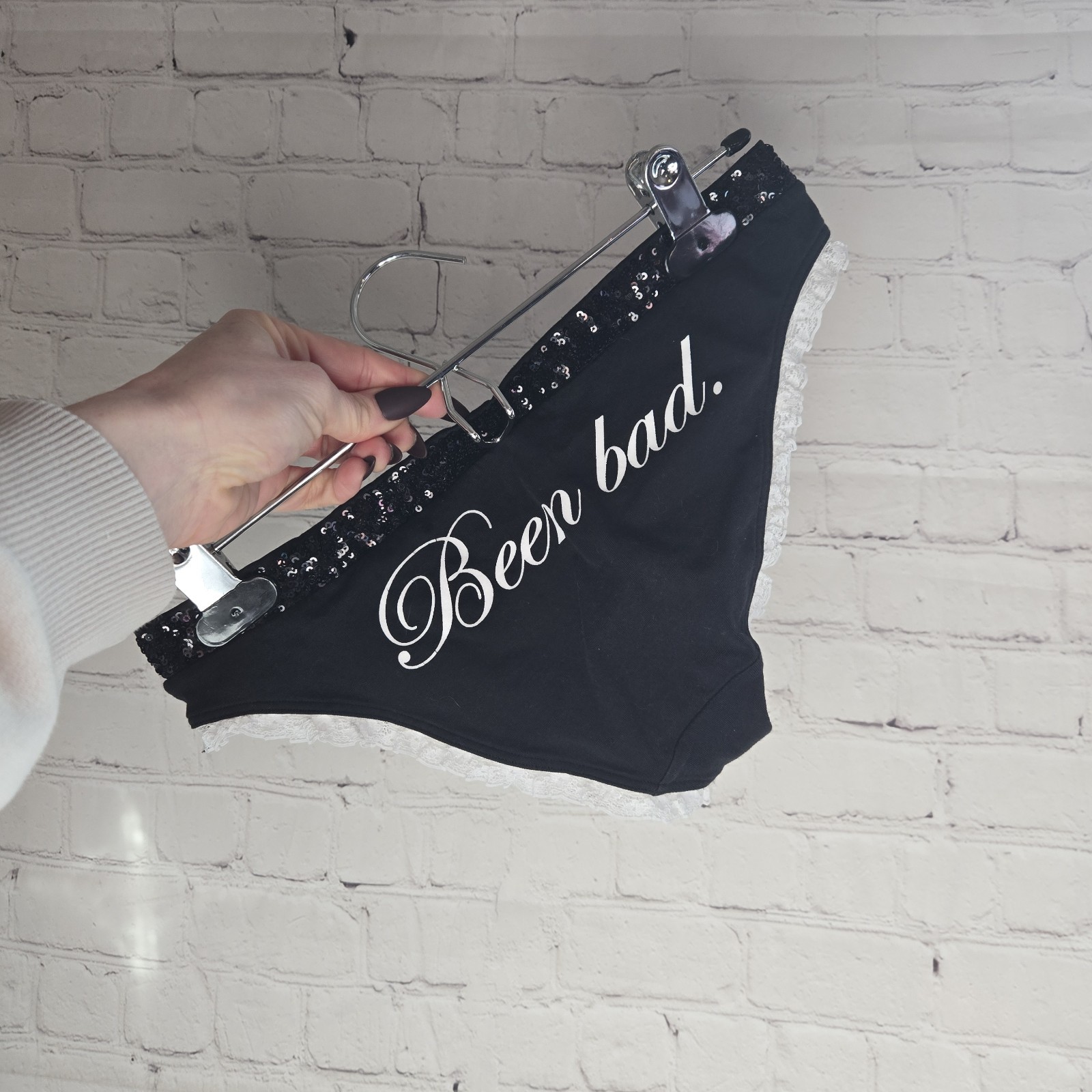 Y2k Victoria’s Secret ‘Been Bad’ Sequin Panties Hipster Underware Lg