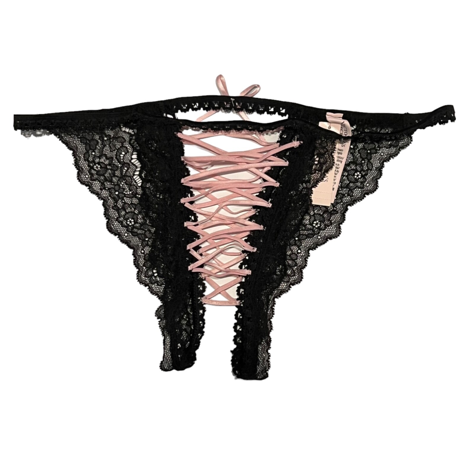 NWT VICTORIA’S SECRET Dream Angels String Bikini XS-S-M-XL Black Lace Pink