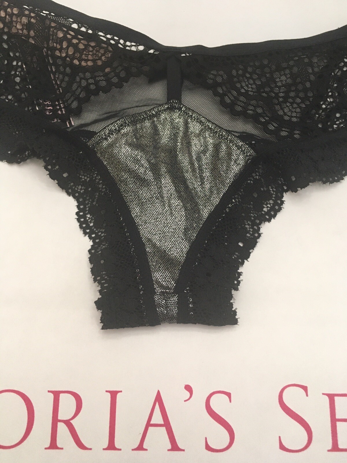 NEW Victoria’s Secret Sexy Back Cutout Cheeky Panty Metallic Black Panties XS