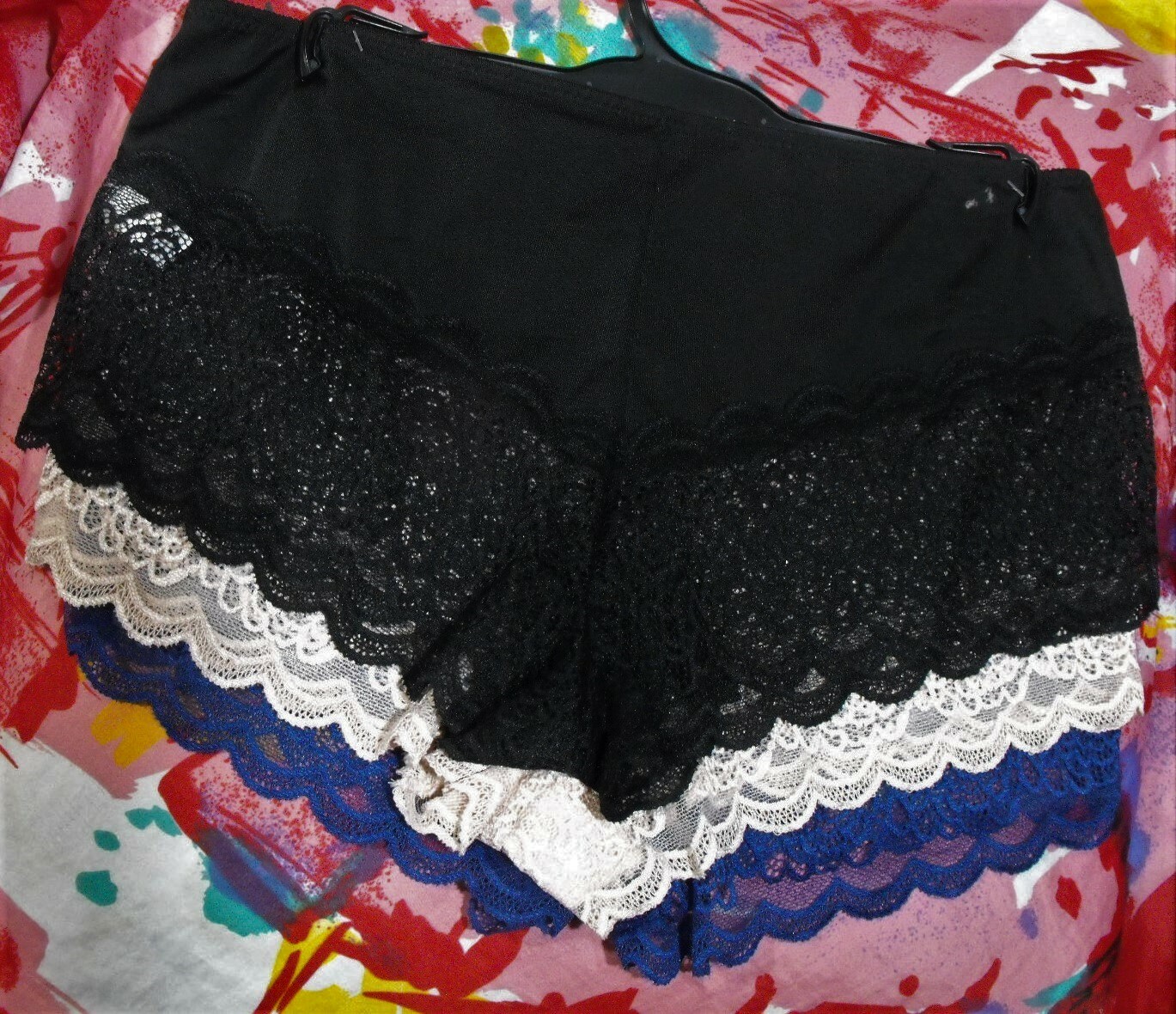 3 NEW PRIMA VALENTINA PLUS 841084X NY/BG LACE BACK DETAIL BOYSHORT PANTIES 2X