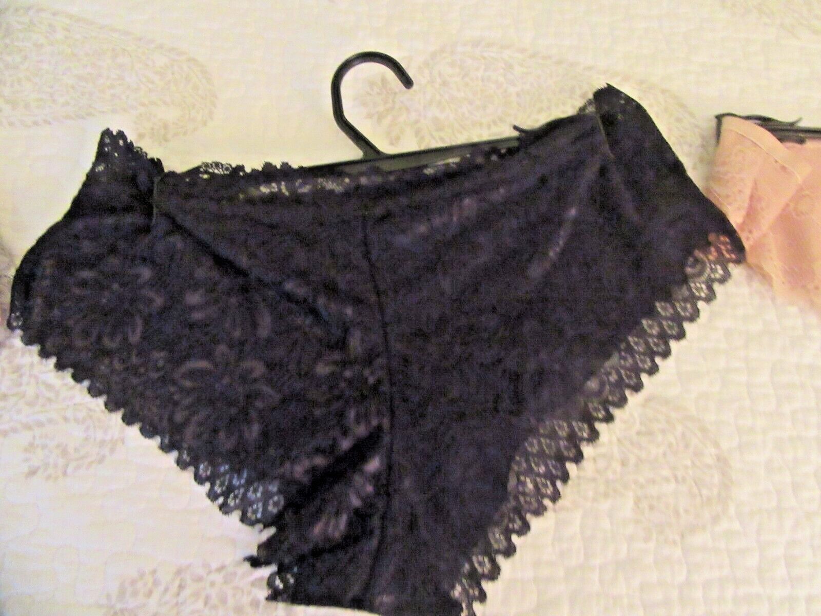 Rene Rofe Panties, L, NWT, 2 pair, beige bikini and black boy shorts, lace lined