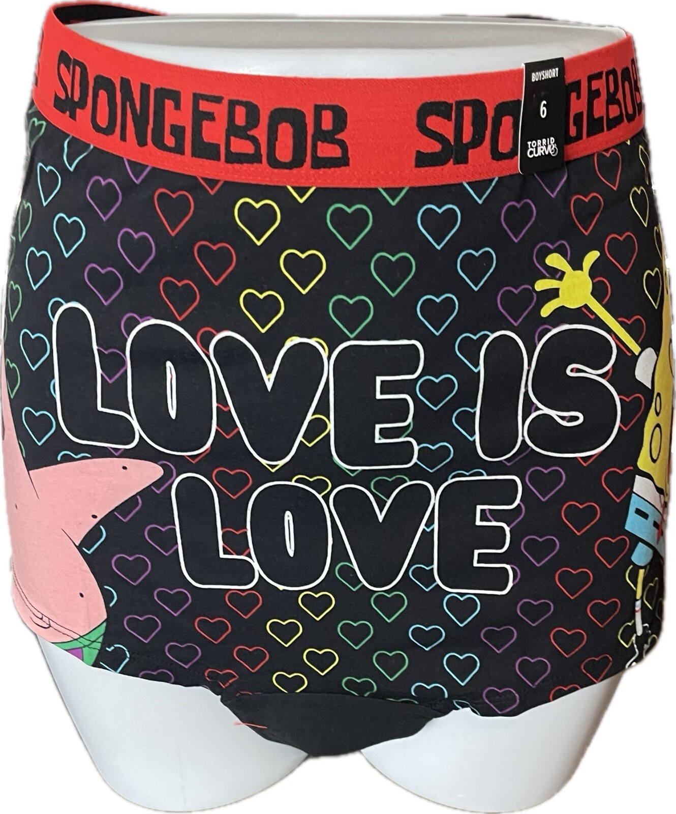Nickelodeon +6 Black SpongeBob Love is Love Pride Graphic Cotton BoyShorts