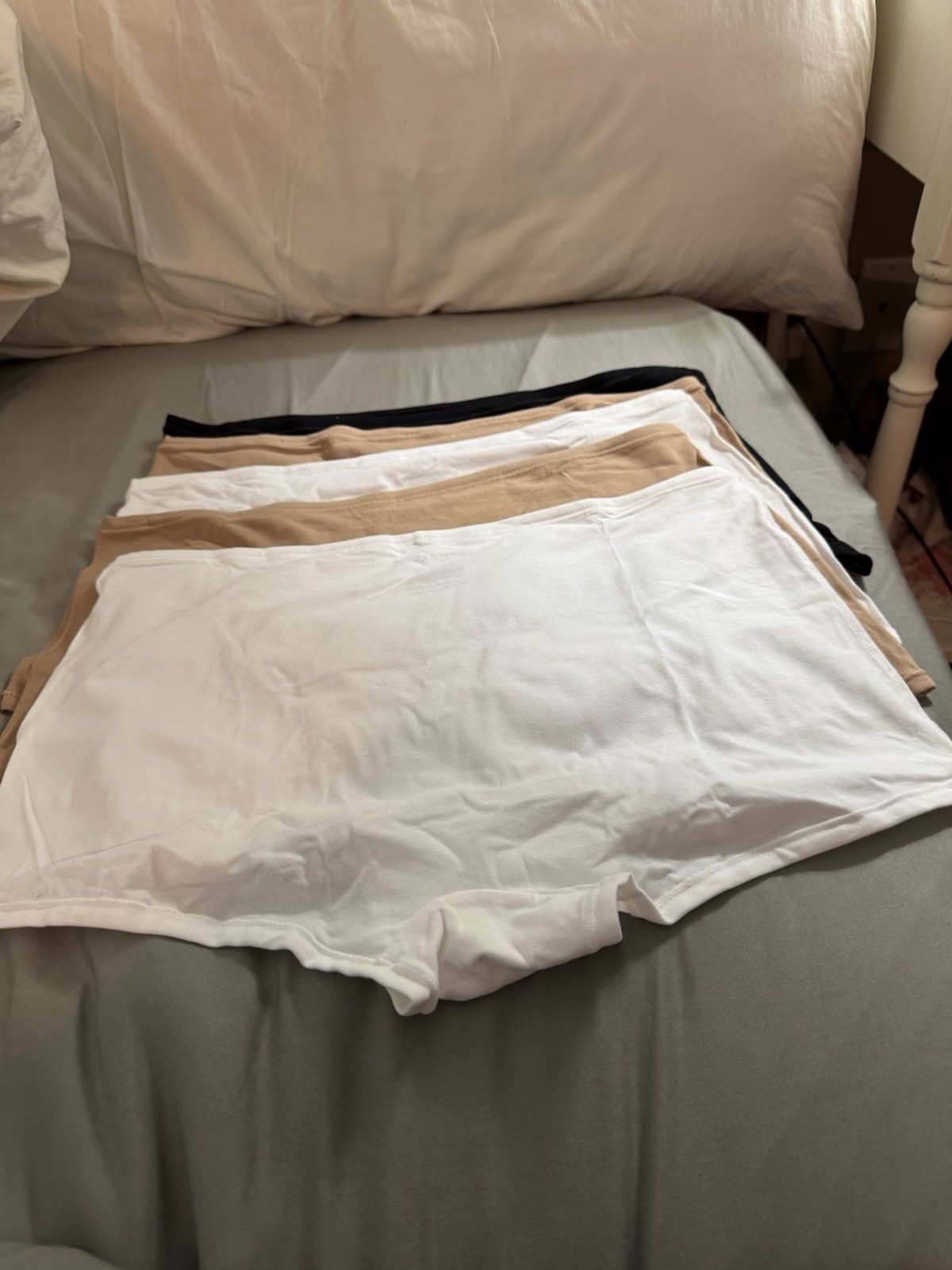 NWOT Quince Organic Cotton Boyshort Underwear 5 Pack Beige White Black Sz L