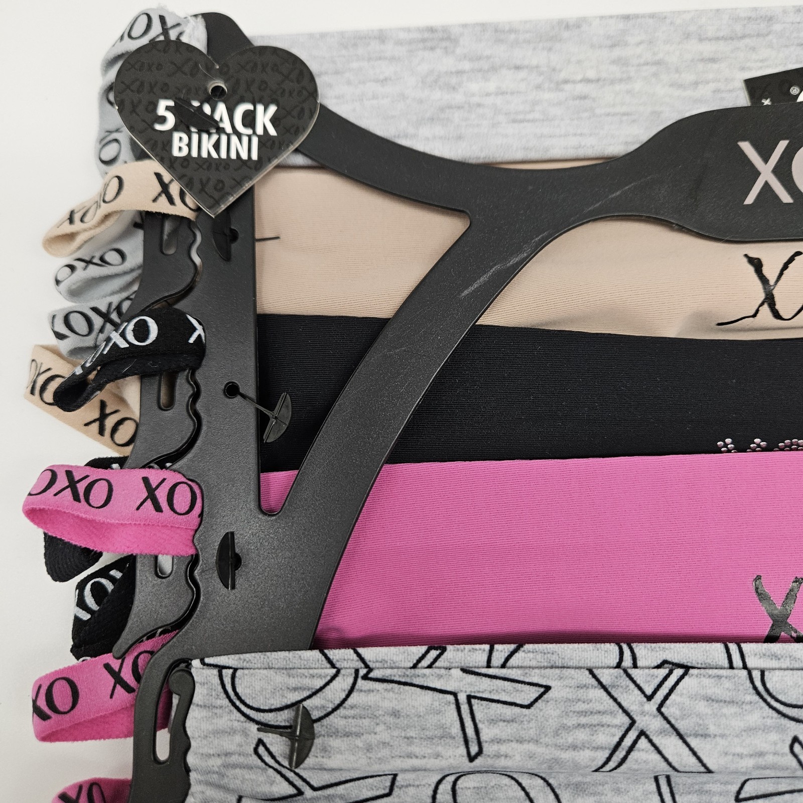 XOXO 5 Pack Women’s S M L XL Microfiber Side Strap Bikini Gray Beige Black Pink