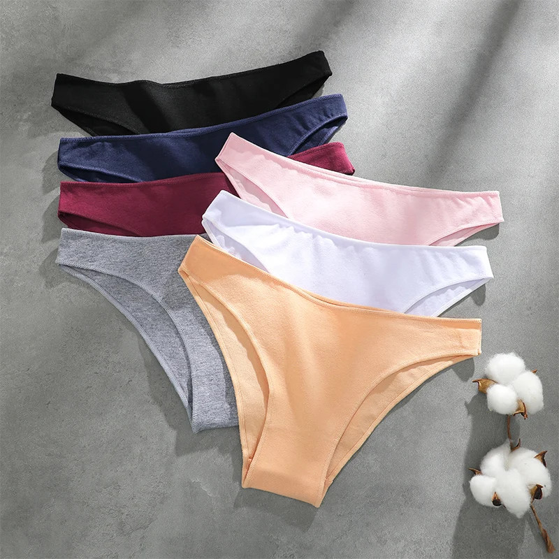 4pc Seamless Cotton Panties Women Low Waist Briefs Stretch Breathable Lingerie