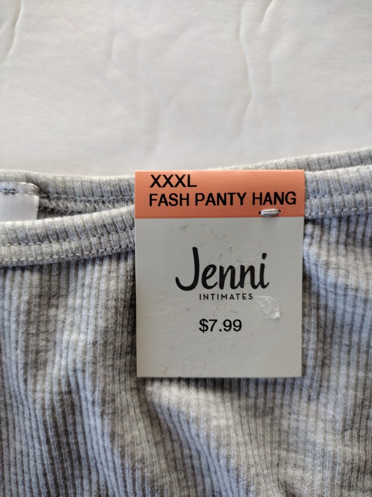 Jenni Women’s 3X Ribbed Knit Thong Panty Underwear, Gray Heather