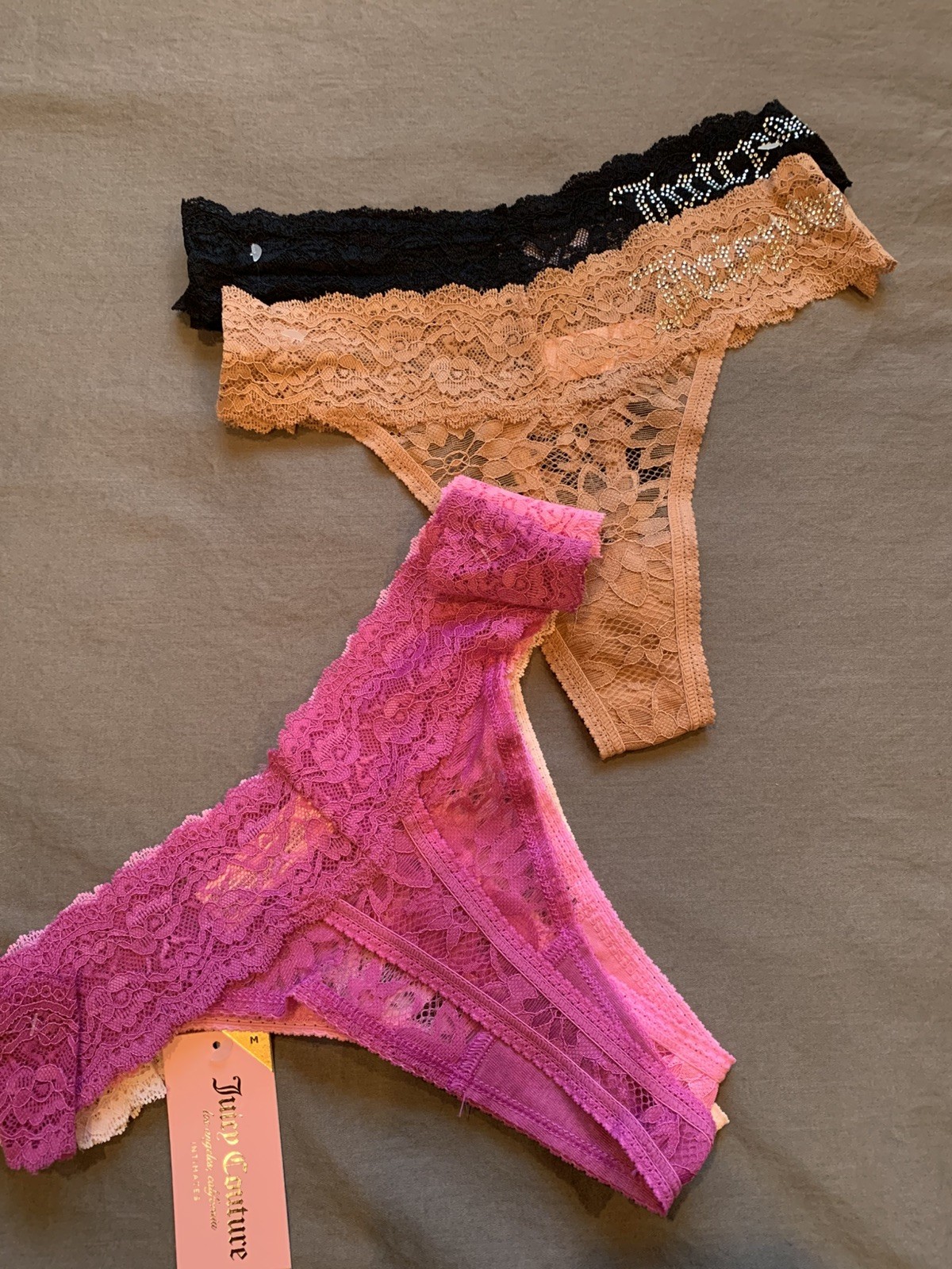✨ JUICY COUTURE — 5-Pack Luxe Lace Thong Set M — NEW WITH TAGS ✨
