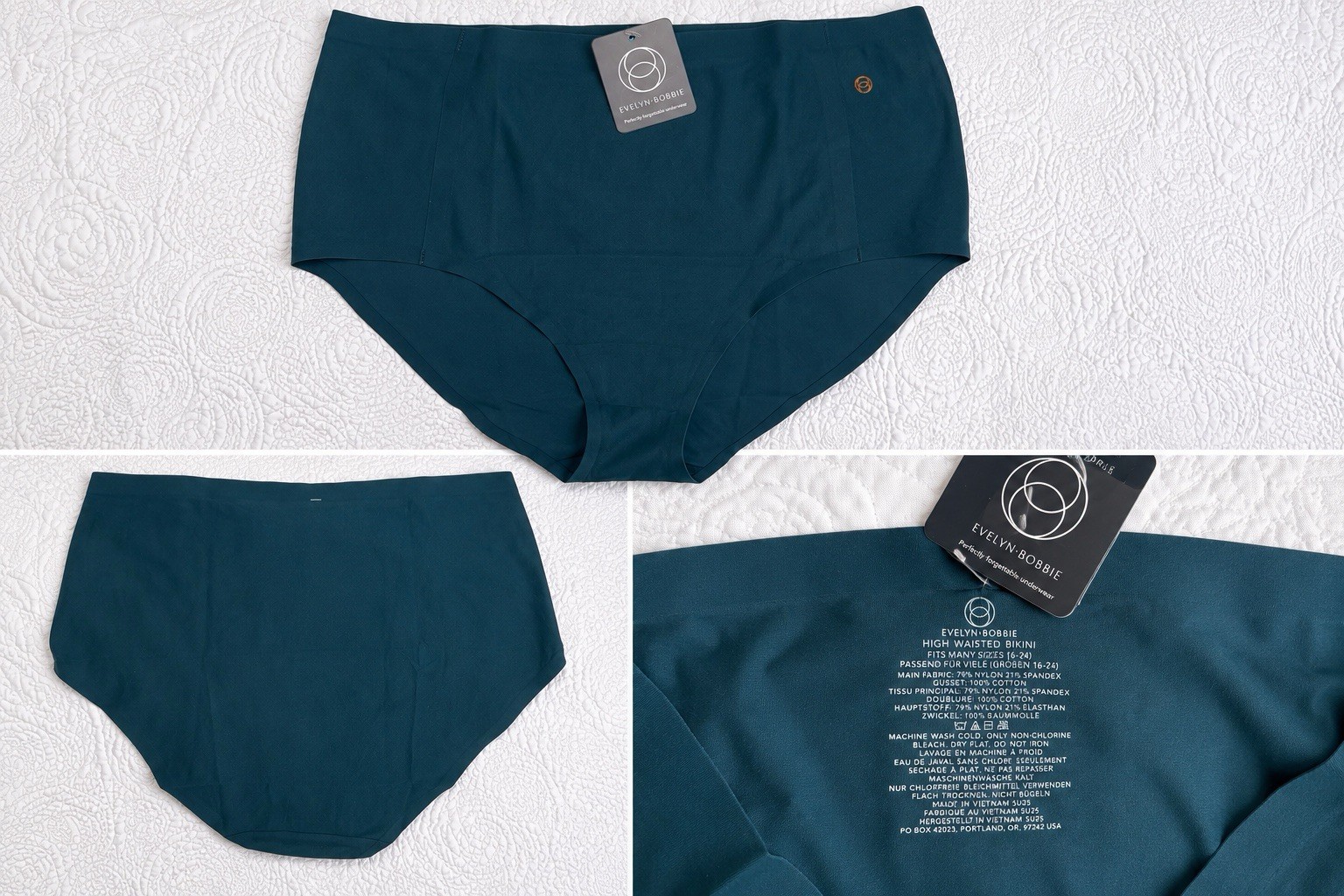 Evelyn & Bobbie NWT Full Brief Panty & Slip Short Set Teal Seamless High Rise