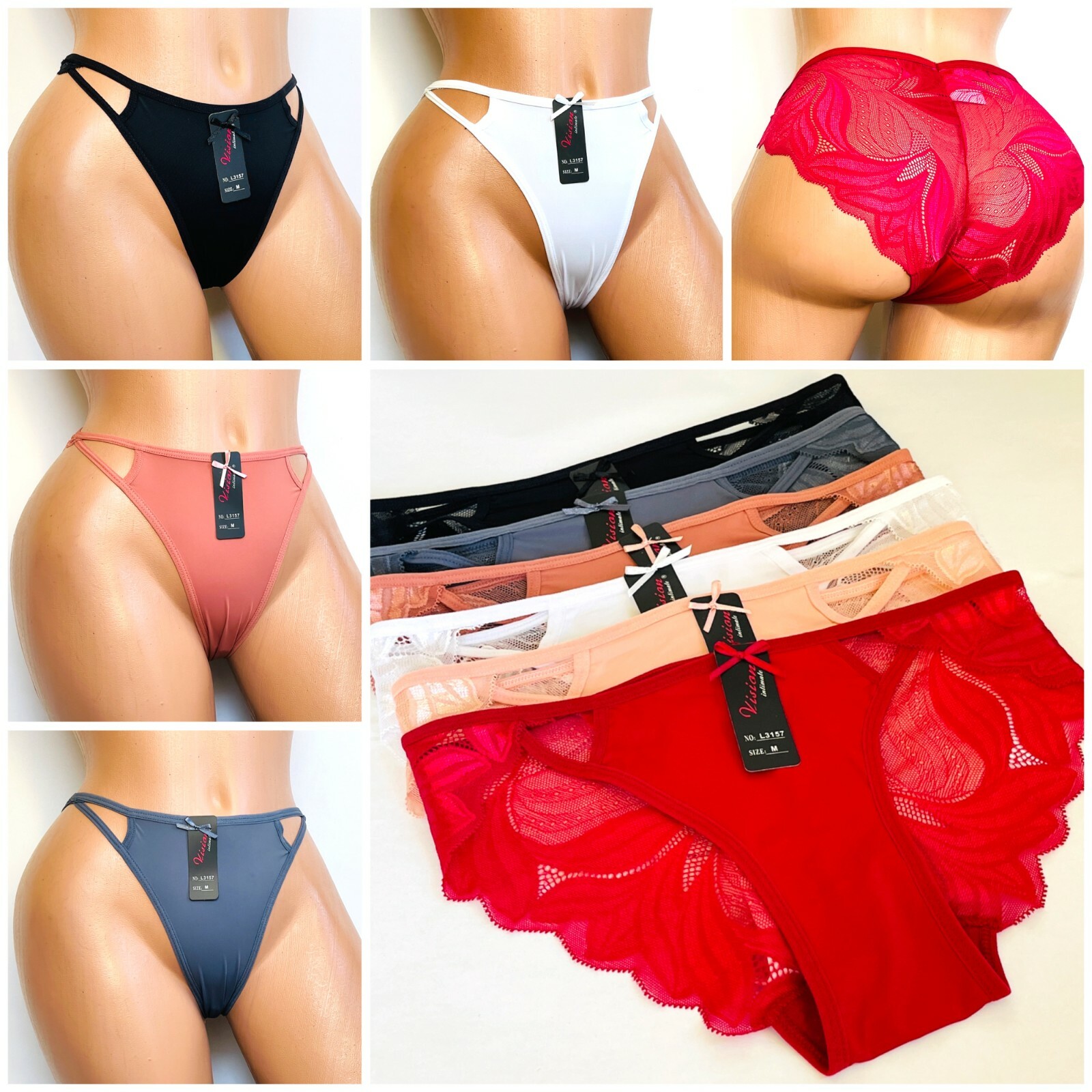 6-12 Bikini cheeky BRIEFS WOMEN Lace UNDERWEAR KNICKER Panties Undies 3157 S-XL