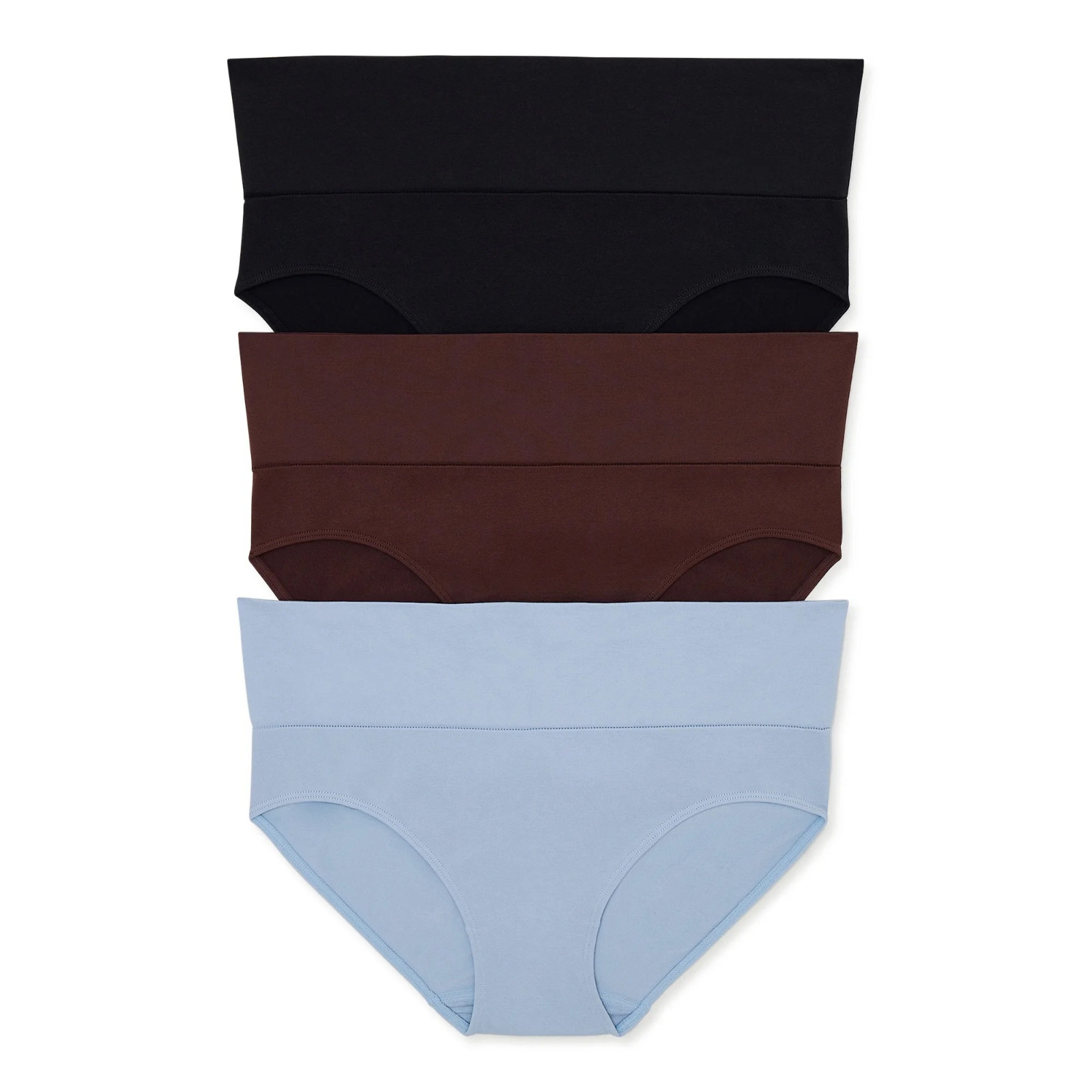 Destination Maternity Women’s M 8-10 Foldover Panty, 3-Pack /Black, Choc, Blue