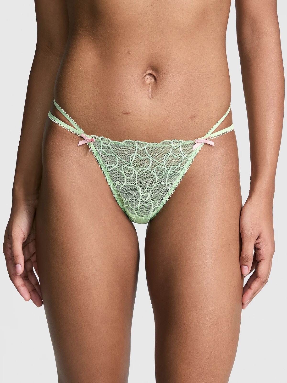 Victoria’s Secret Pink Wink V-String Panty Heart Embroidery Limited