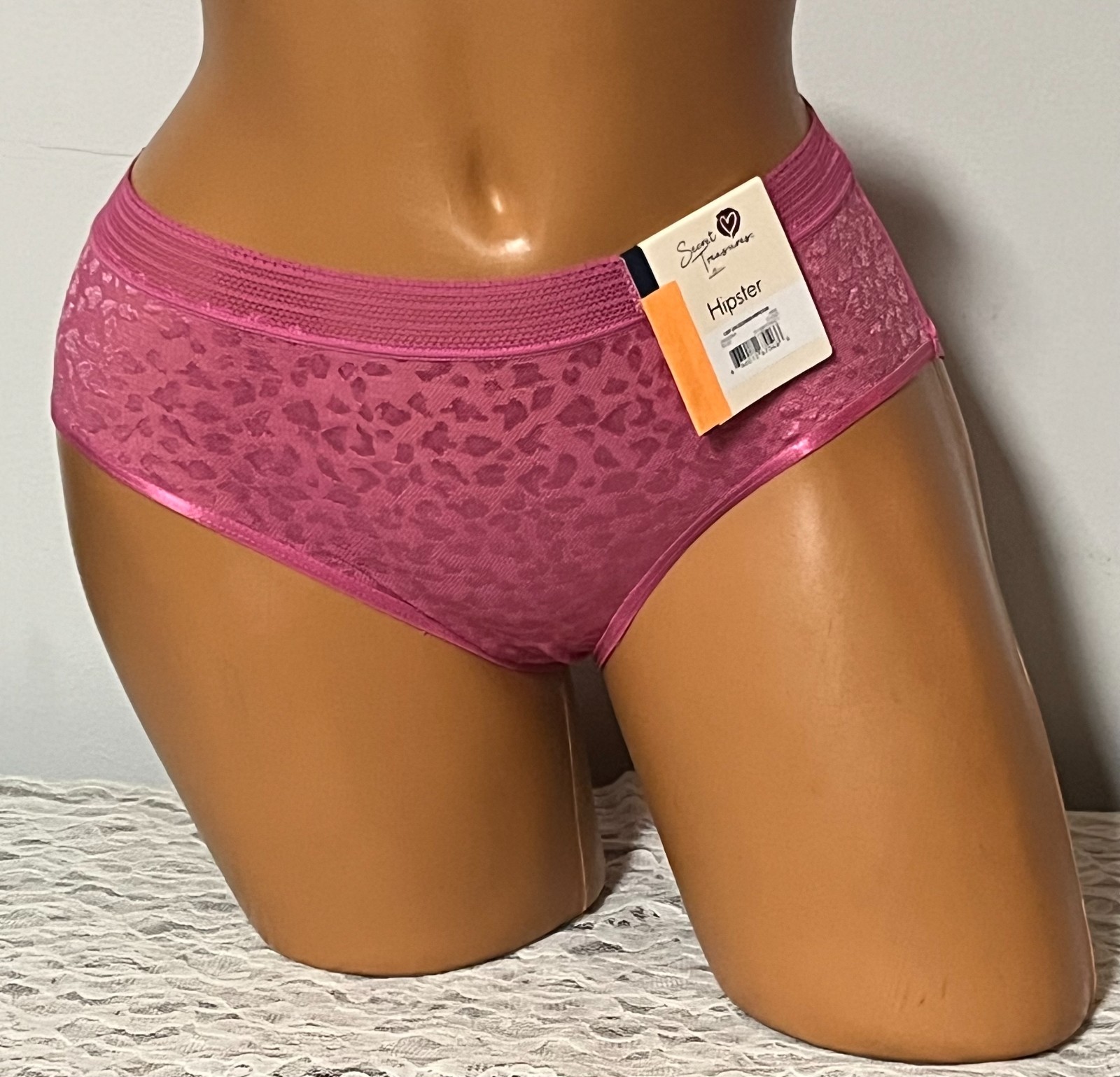 Secret Treasures Hot Pink Hipster Panties Soft Stretch Lace Size Large