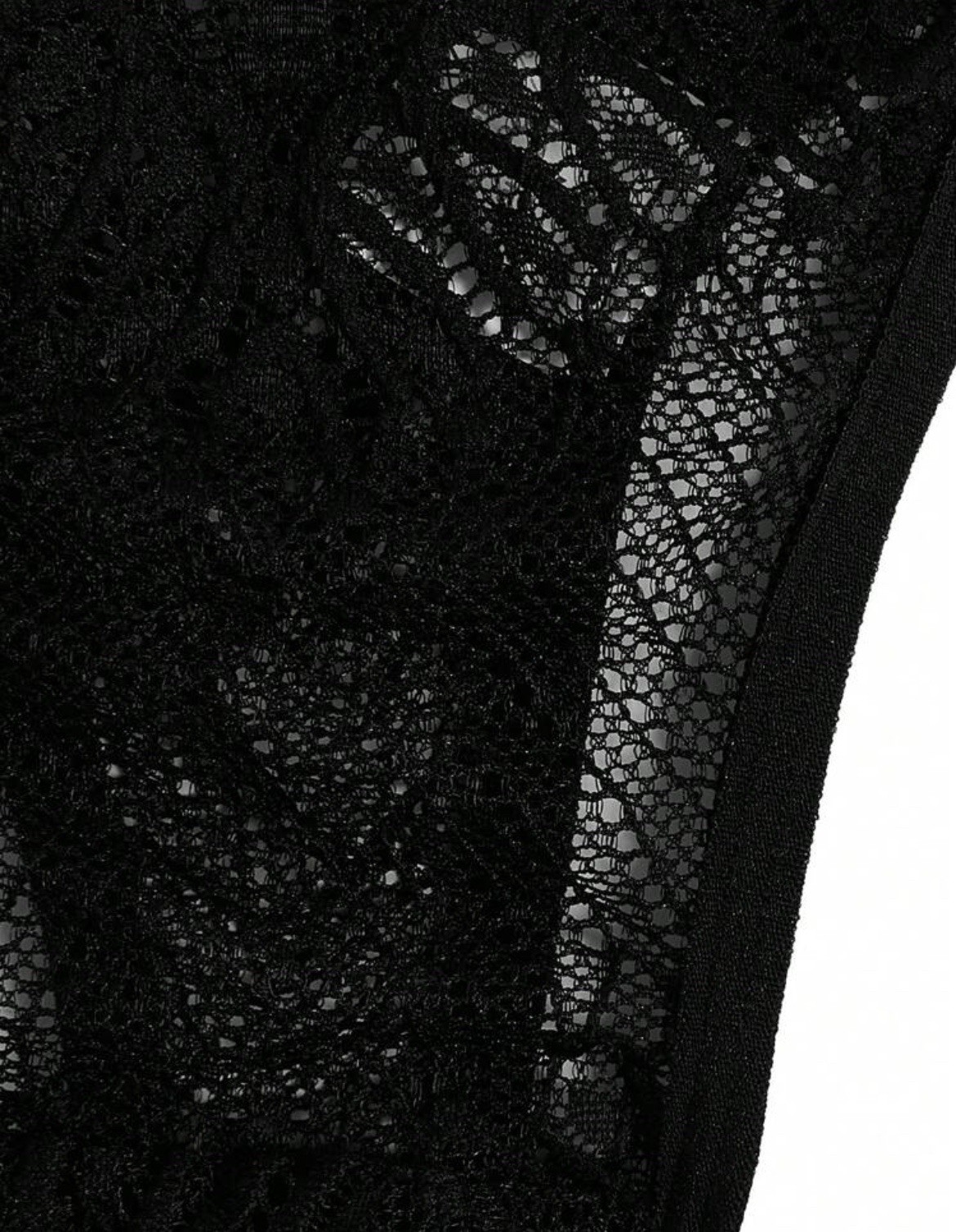 ROMWE Gothic Black Lace Thong Panty Rhinestone Hearts y2k Cute Kawaii Sz Medium