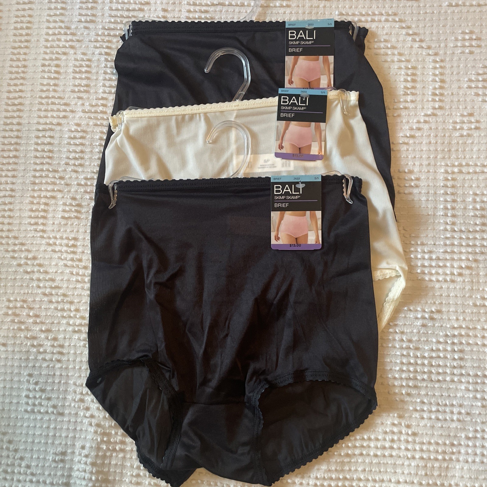 Lot Of 3 Bali Skimp Skamp Brief Panty Panties Black Moonlight NWT Small/5