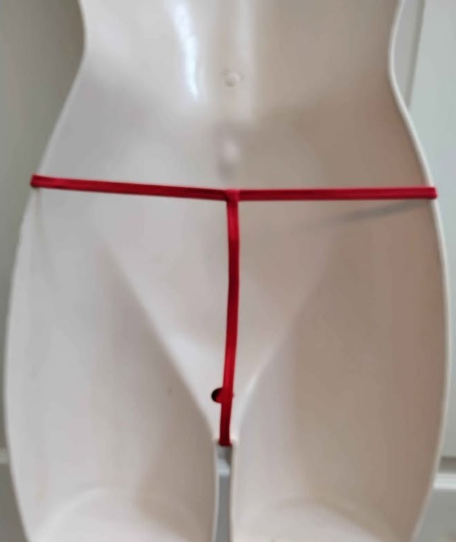 Women’s Large Red Lace String Thongs Panties Semi-Sheer Fabric