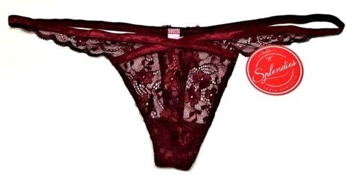 large – NWT Splendies burgundy lace thong panty $12 tag (d230)