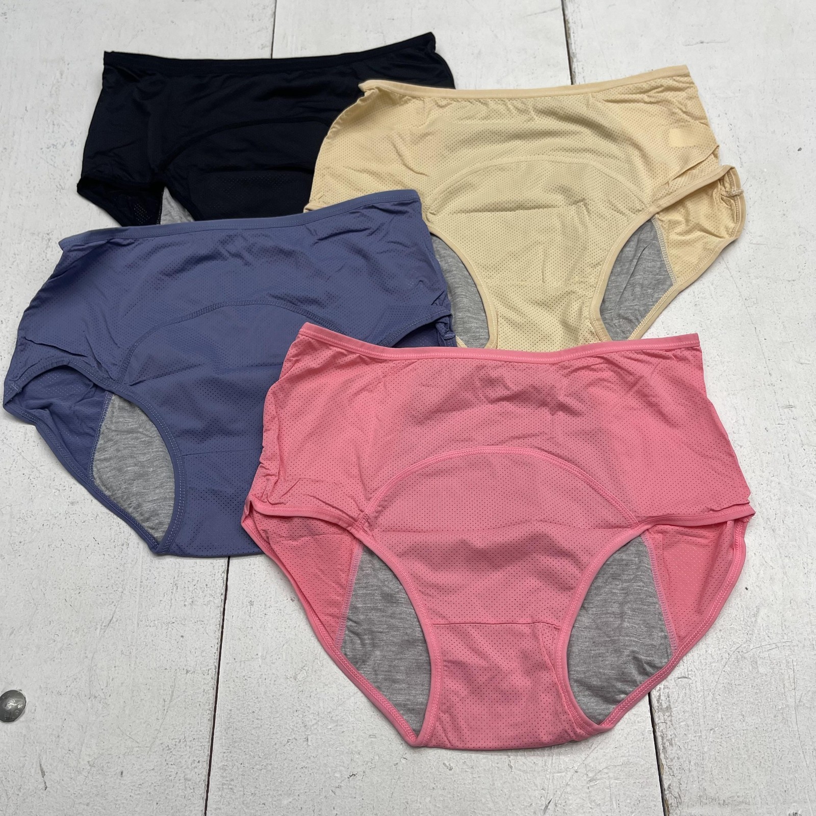High Waist Mesh Brief Panties Womens Large Multicolor 4 Pack Lightweight Stretch