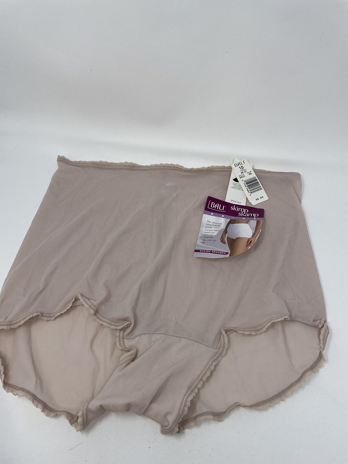 Bali Skimp Skamp Brief Panty Womens Cool Full Seat Coverage Spandex 10 NEW