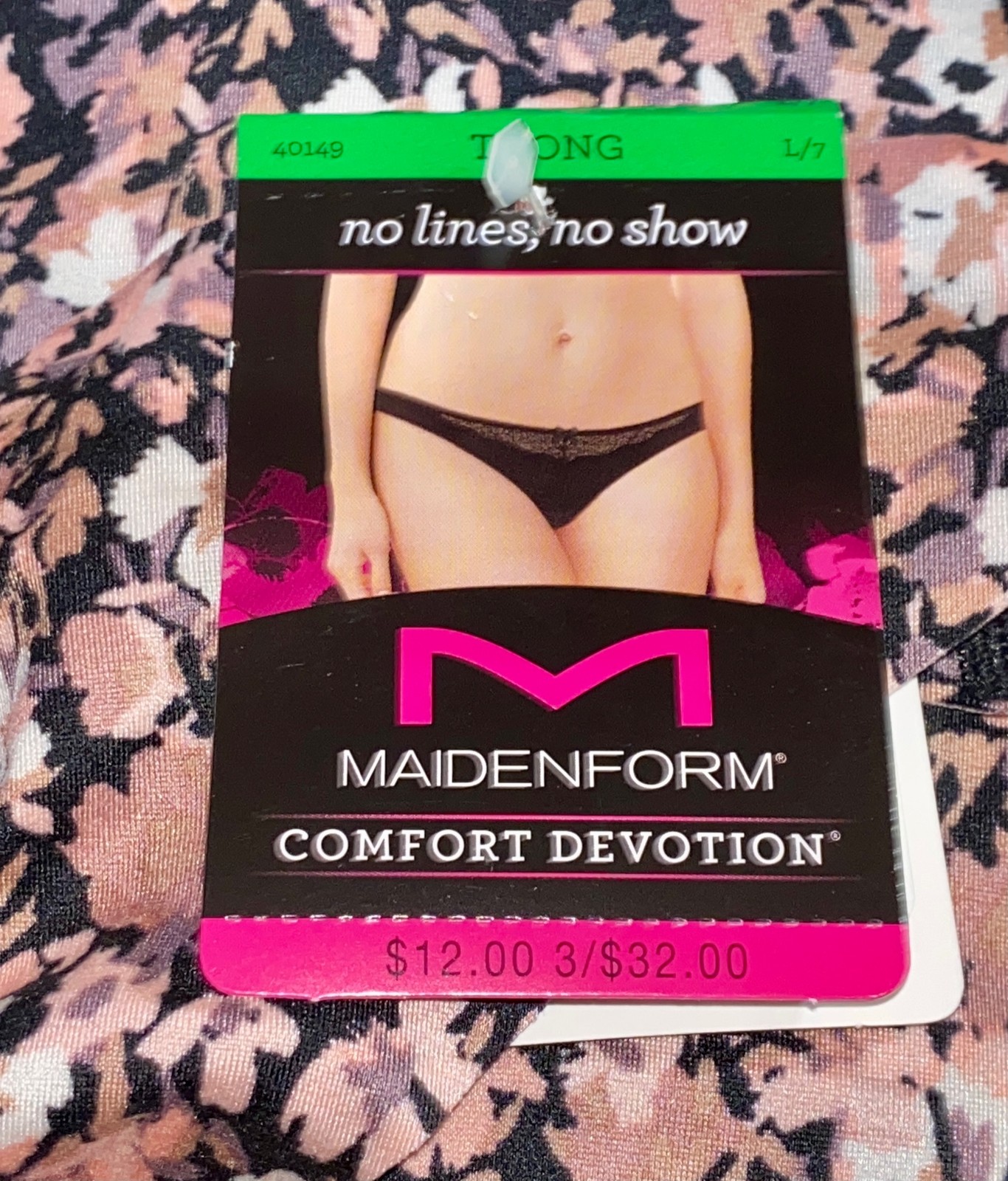 MAIDENFORM Comfort Devotion Tailored Floral Thong Panty NEW Womens Sz S 5 M 6
