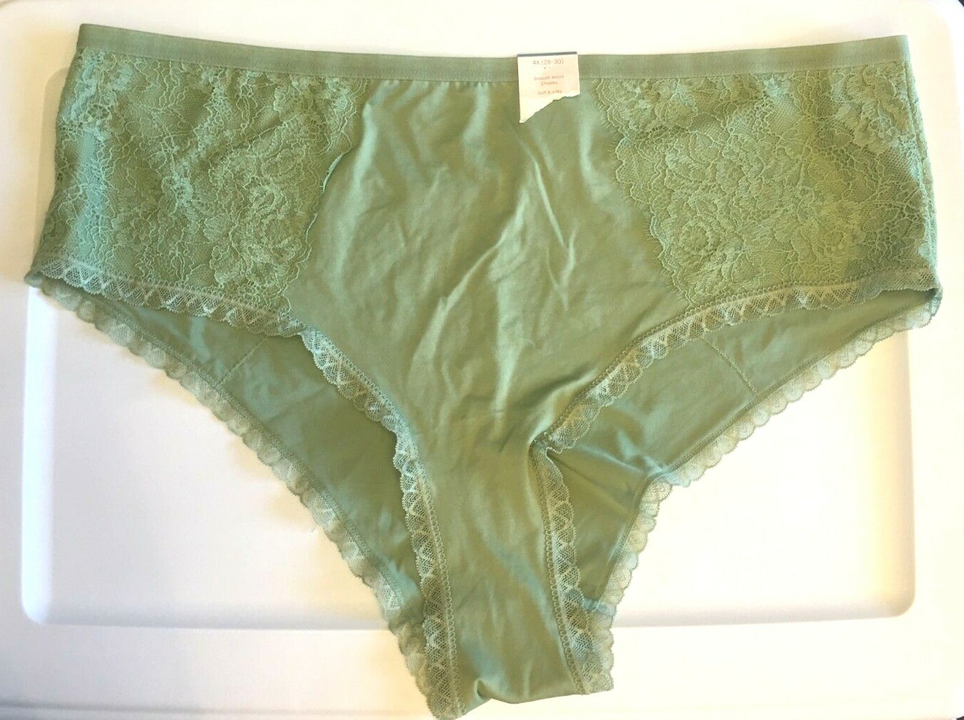 Kiwi Green Smooth Micro Cheeky Panties Womens Size 4X(28-30) Lace Soft Silky NWT
