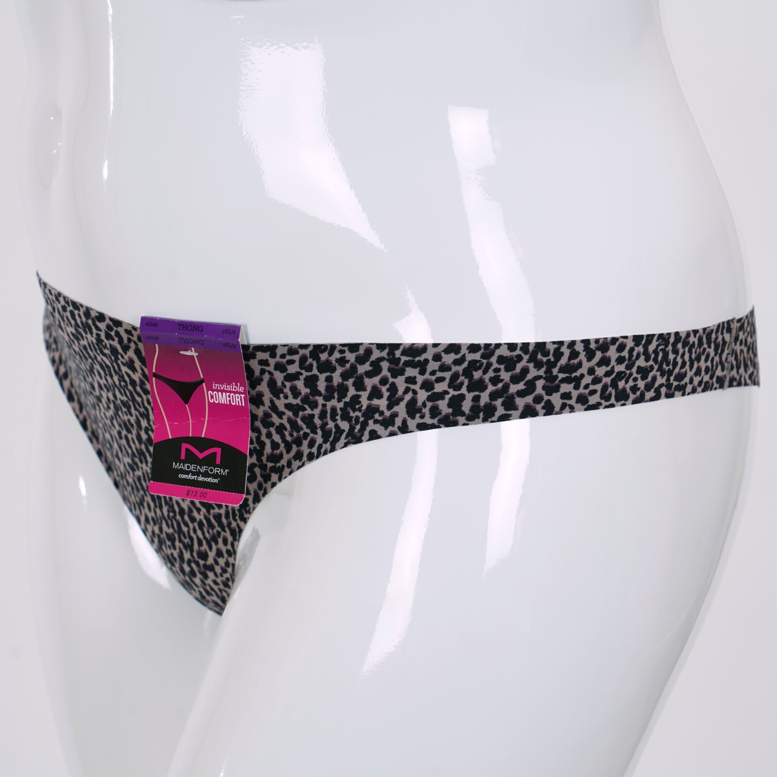 MAIDENFORM Women’s Size 2XL/9 LEOPARD Print INVISIBLE COMFORT THONG Panty #40149