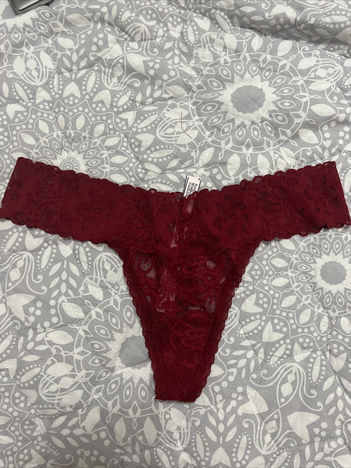 victoria’s secret THE LACIE Posey Lace Lace-Up Thong Panty Kir mehroon Large