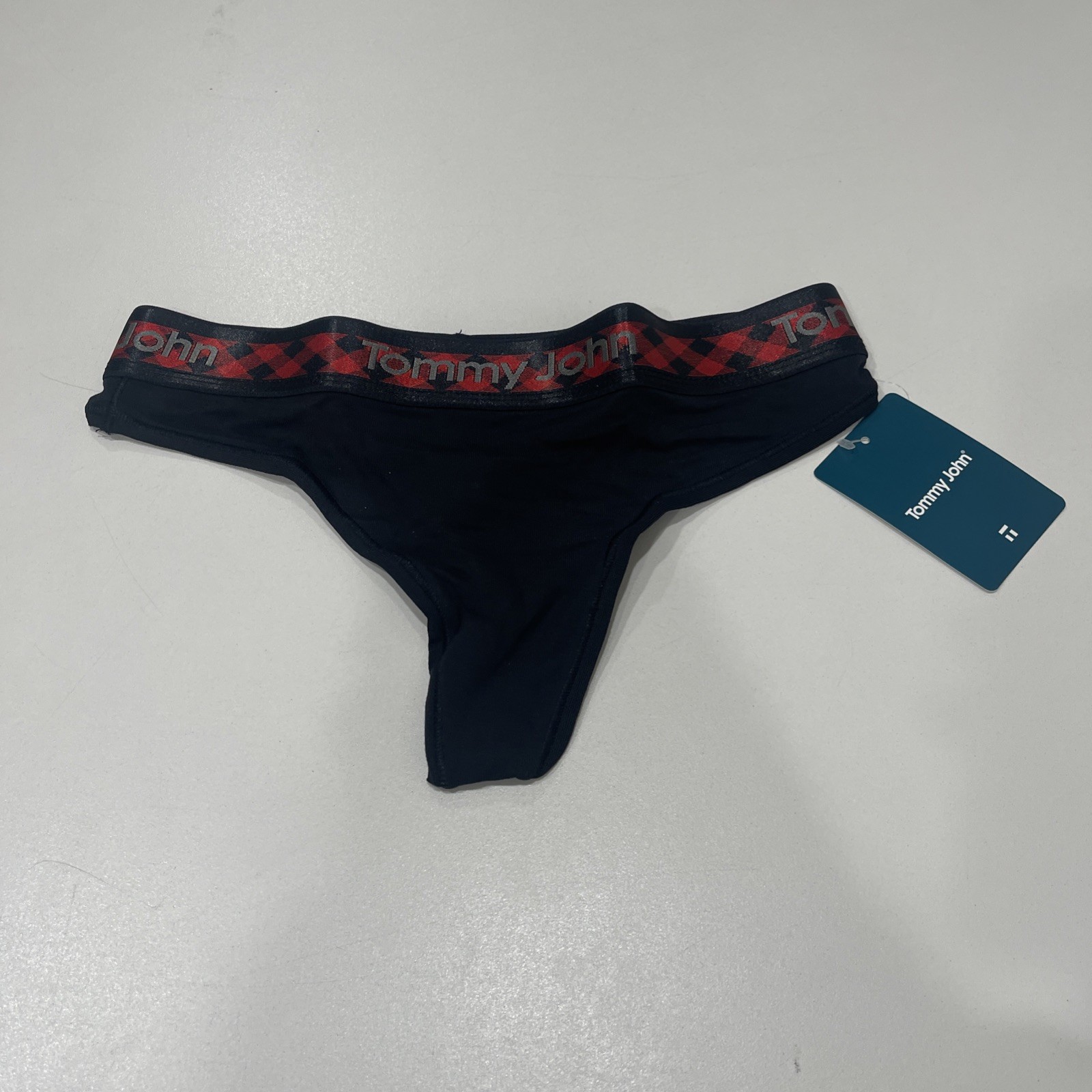 Tommy John Women’s Second Skin Thong Size XS Color Black/Red Buffalo Check