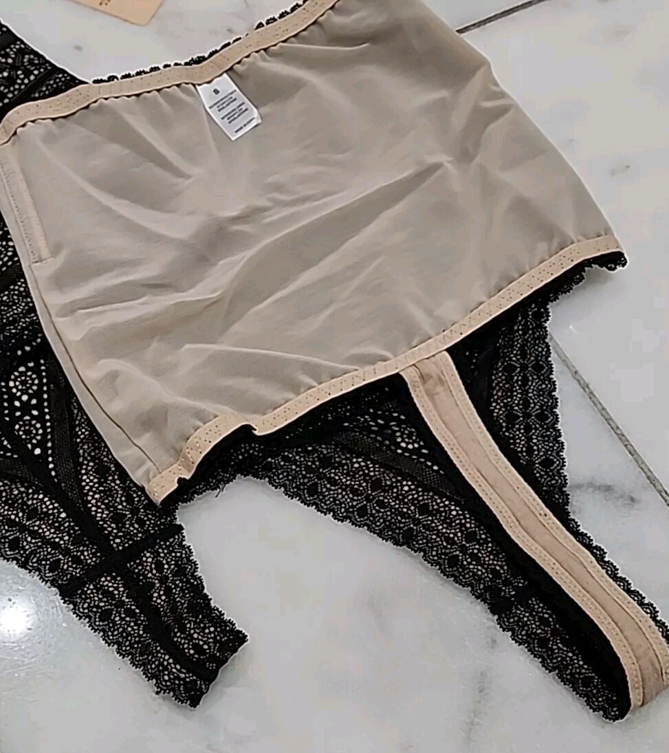 2 p Popilush Shaperwear Panties High-waisted Underwear Lace Thong Black Small