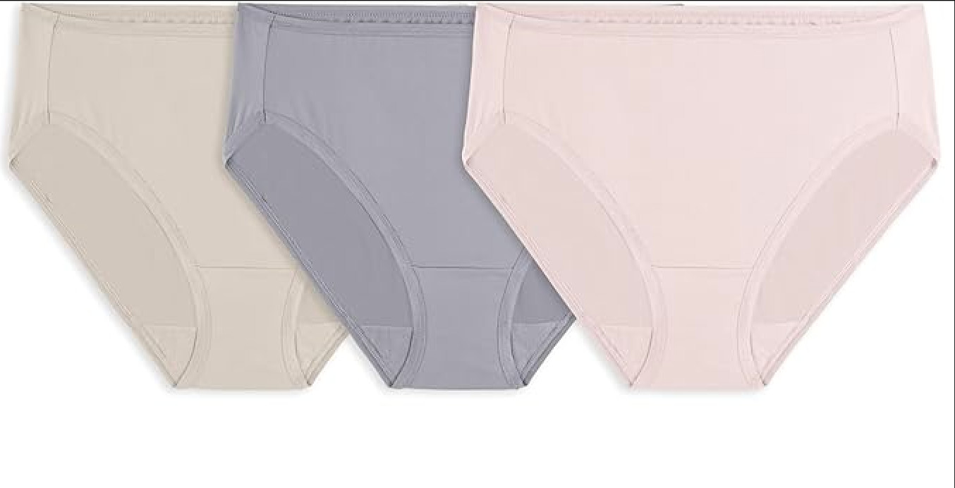 New Fit For Me Ladies 3 Pack Hi-Cut Assorted Styles Panties Plus Sizes 10, 12