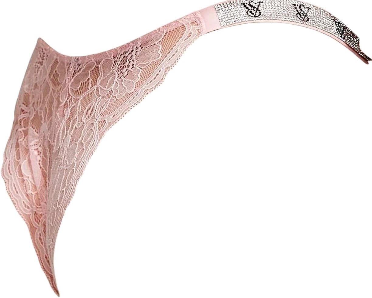 VICTORIA’S SECRET VERY SEXY SHINE STRAP RHINESTONE LACE PINK XL BRAZILIAN