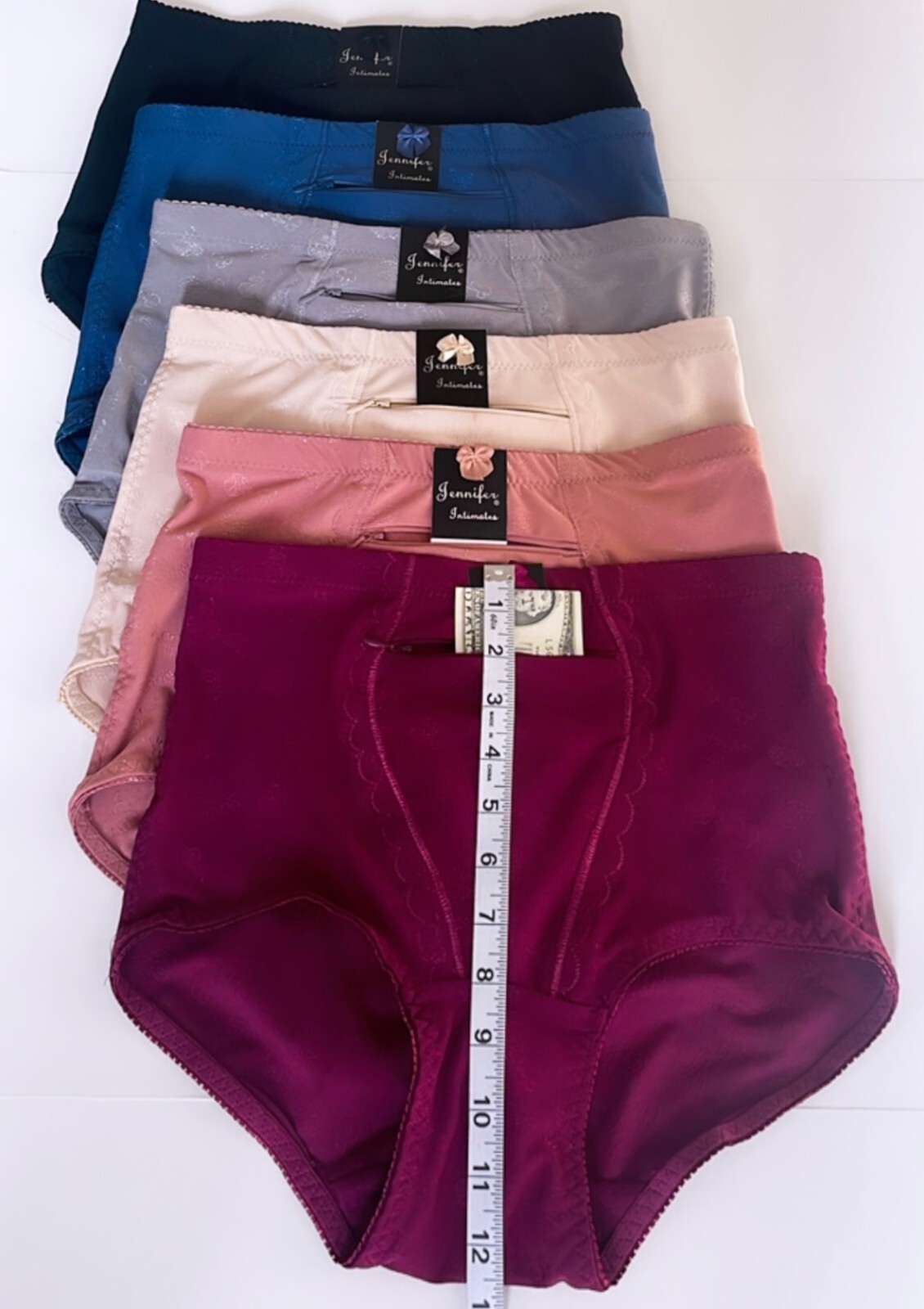 3/6 High Waist Brief Frontal pocket With Zipper Money Travel safe Panty Bottom 5