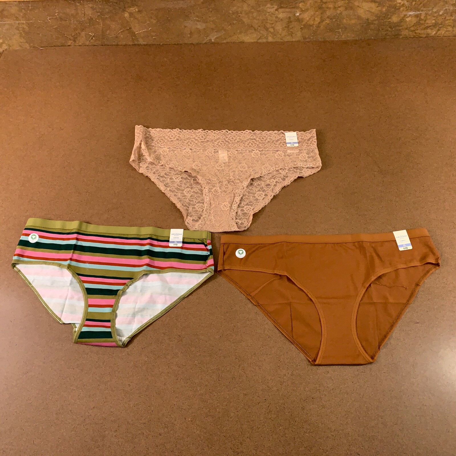 Arizona Body Womens Size XL Multi-Color Cheeky Hipster Panty 3 Pack NWT