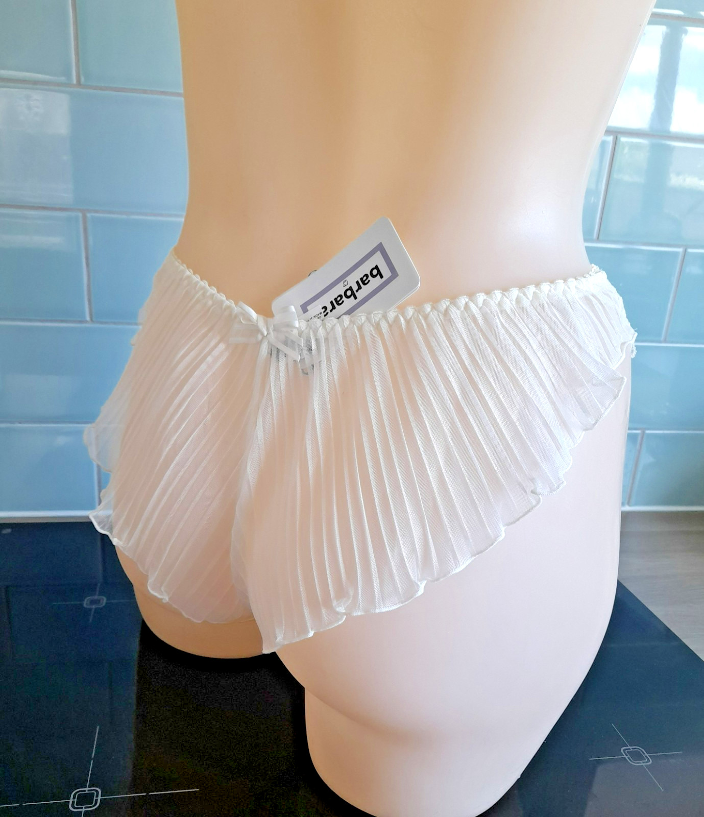Barbara Ivory “Follies” High Leg Pleated Fan Backed Briefs