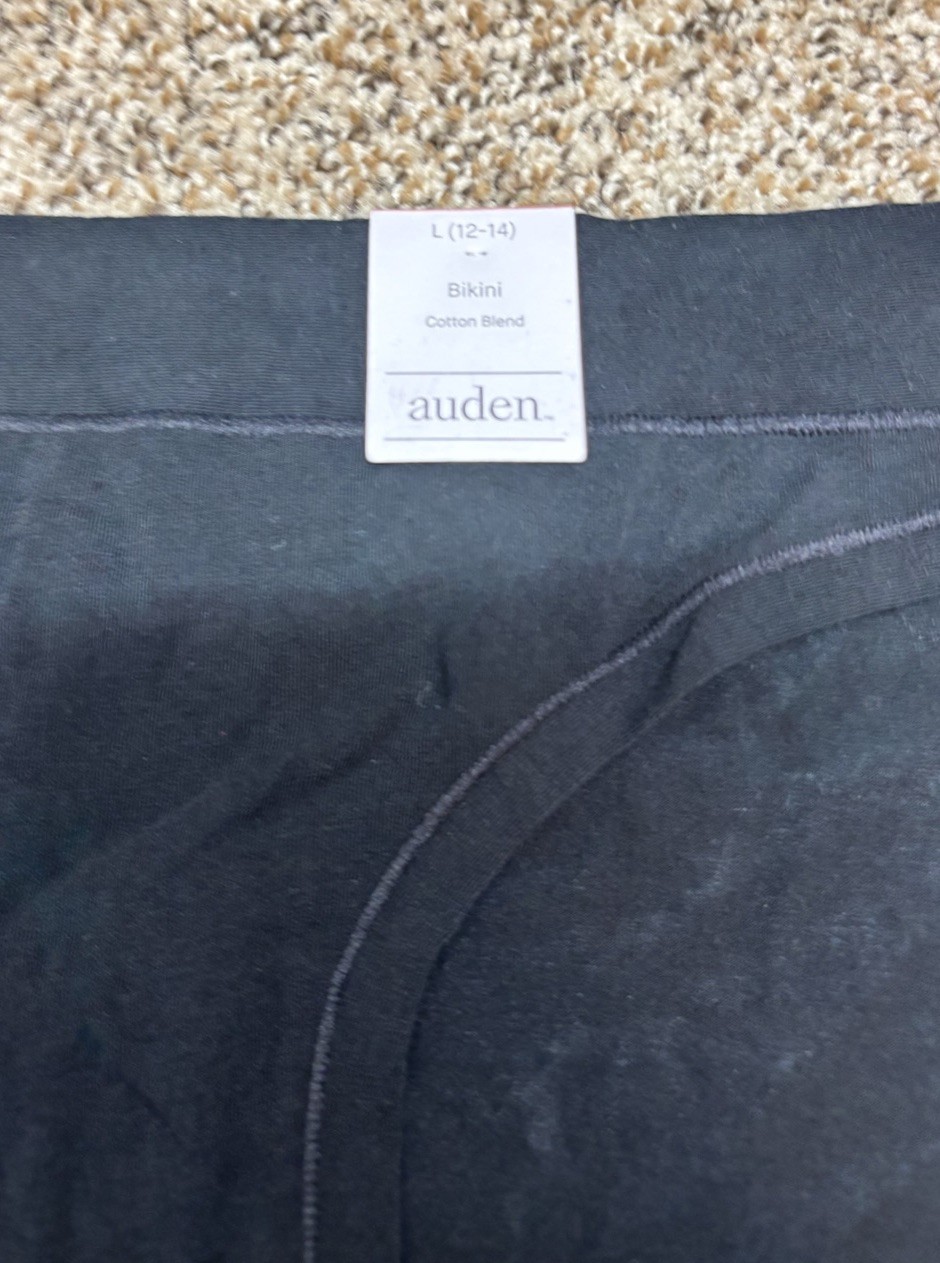 Auden Black Cotton Blend Bikini Panty. Size: Large (12-14).