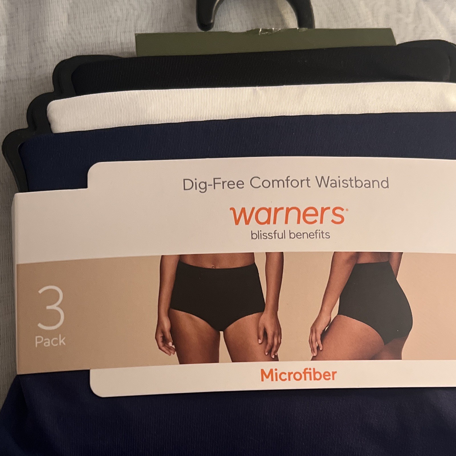 Warner’s Dig-Free Comfort Waistband Microfiber Brief Panties 3 Pack XL Multi