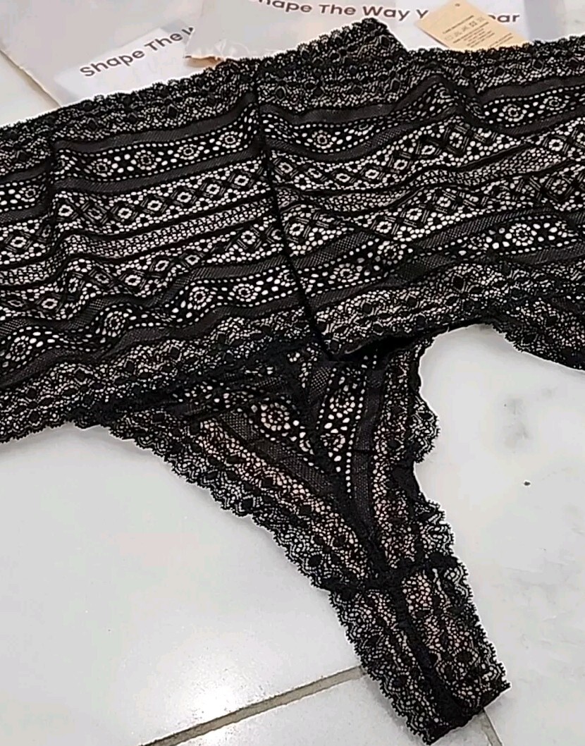 2- Popilush Shapewear Panties High-waisted Underwear Lace Thong Black Sz XXL
